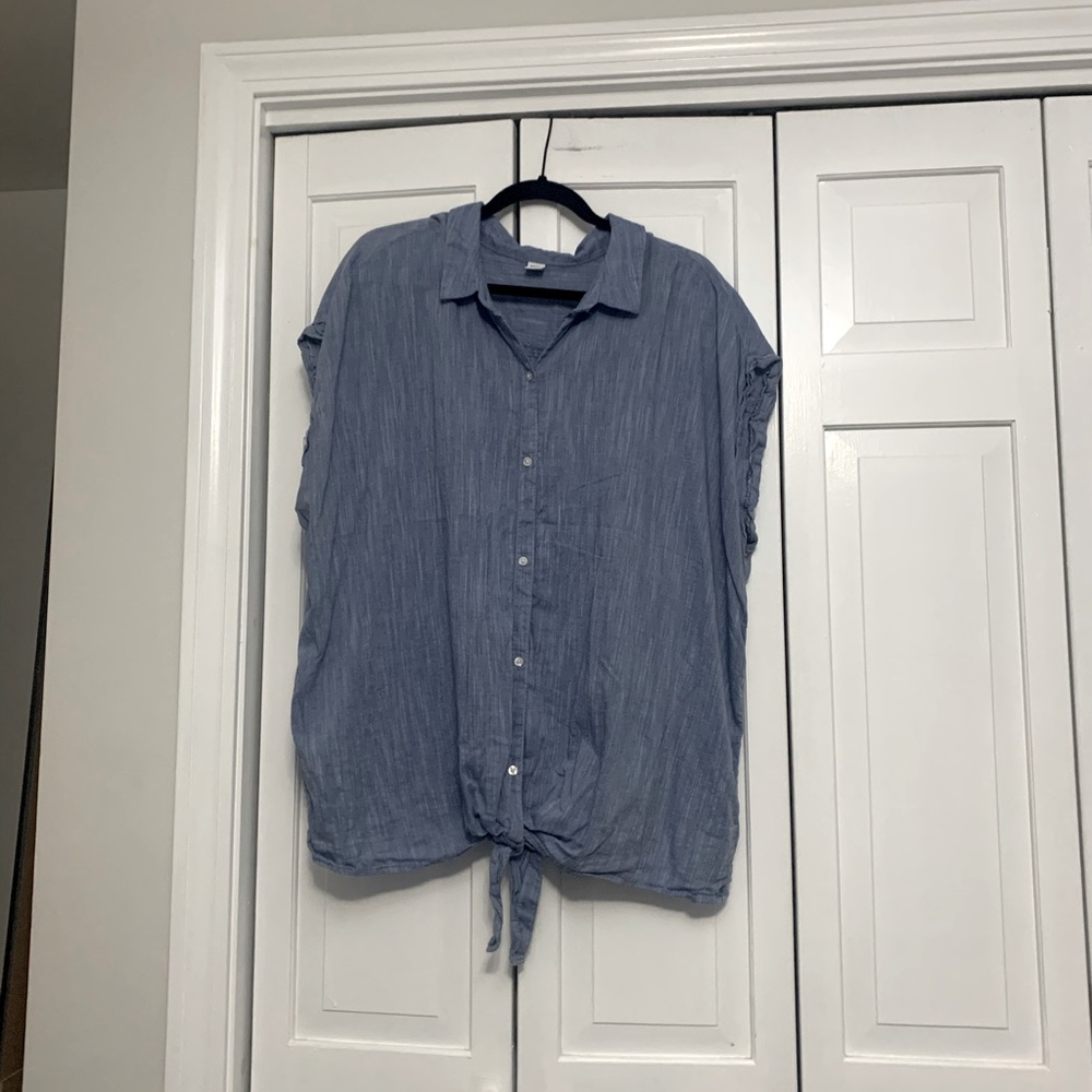 Tie front chambray blouse